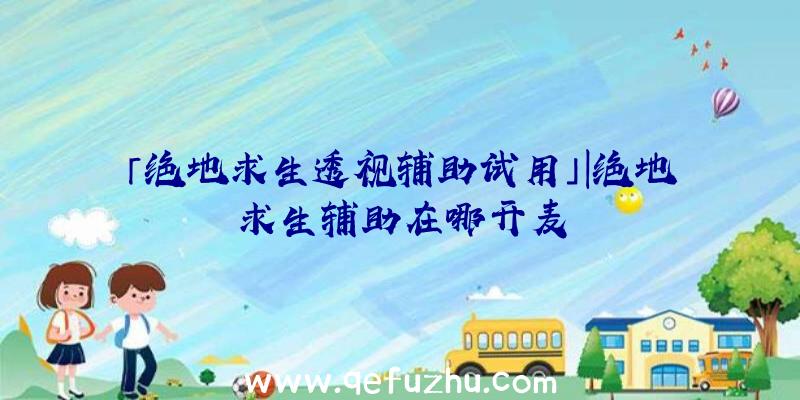 「绝地求生透视辅助试用」|绝地求生辅助在哪开麦